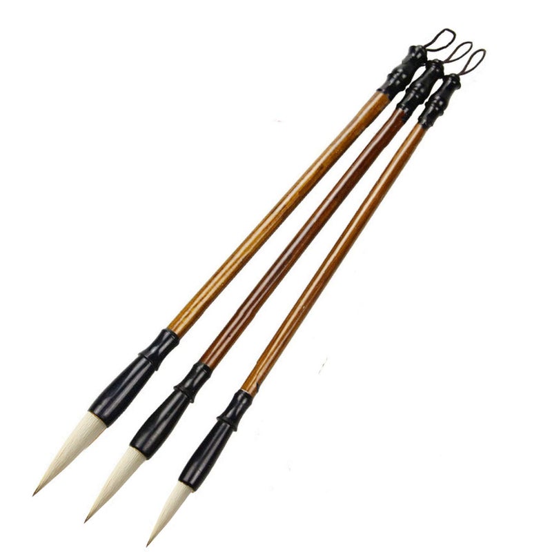Befiy Chinese Calligraphy Brush, Writing Drawing Watercolor Ink Brushes Hubi Paintingâ€‚Kanji Sumiâ€‚Wolf Bamboo Brushes Set for Professional Beginner (White) - Image 1
